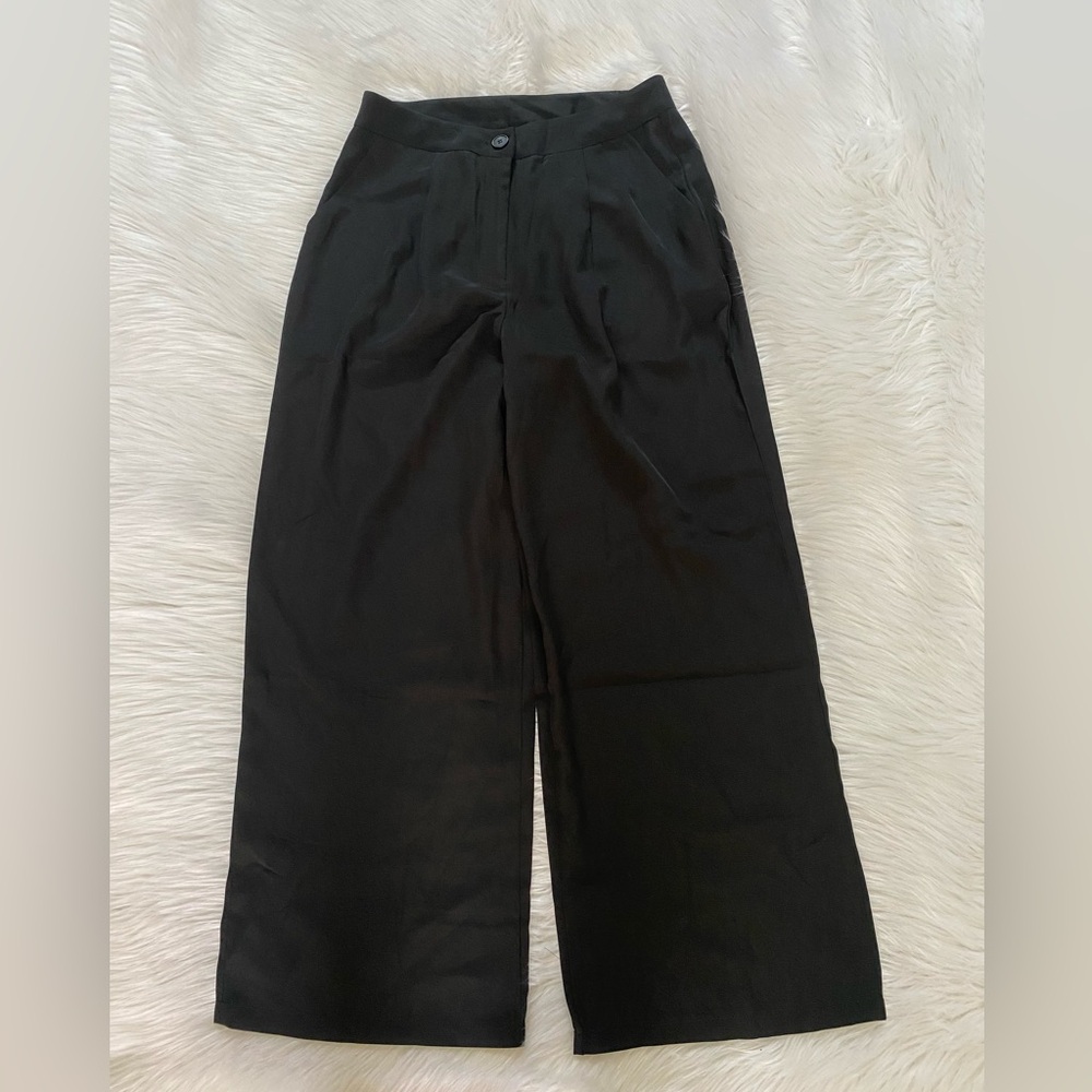 SHEIN Black Wide-Leg Trousers Sz L